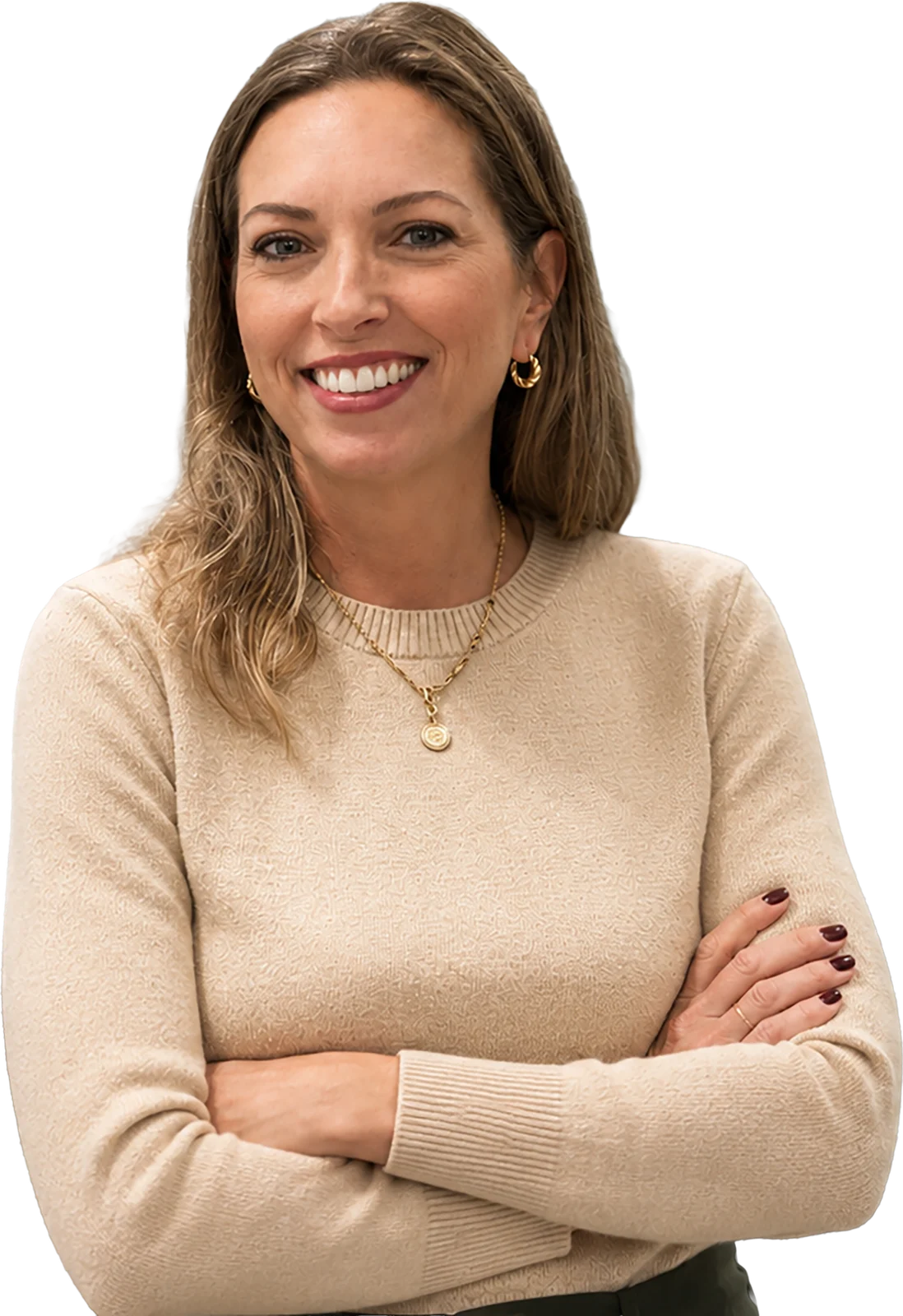 Leatrice Bez com blusa bege