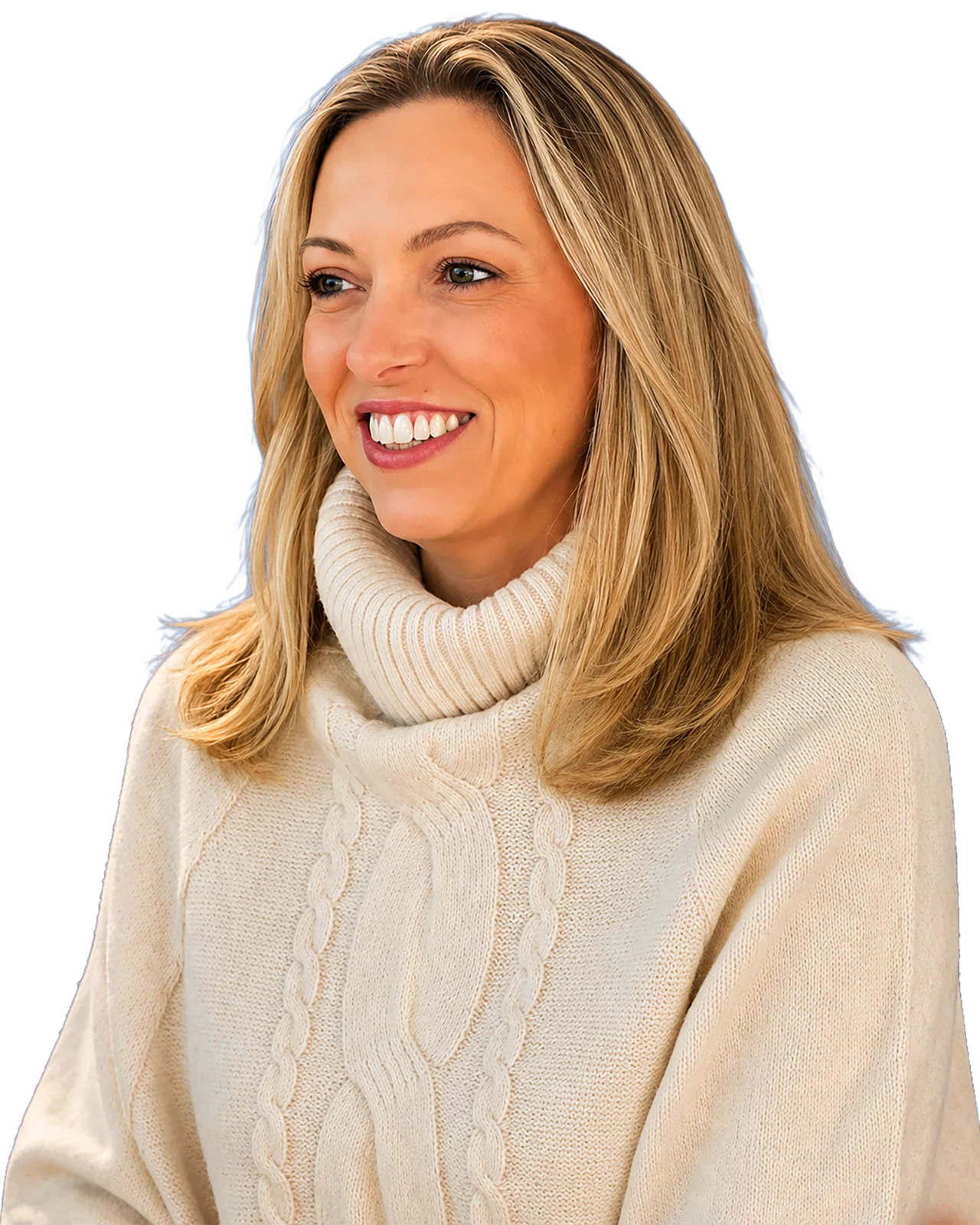 Leatrice Bez com suéter claro